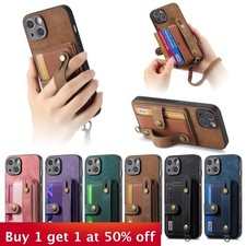 Wristband Wallet Card Case For Apple iPhone 16 15 14 13 12 11 Pro X/XS w/Lanyard
