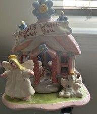 Pacific R. Russell Angels Watch Over You Child Baby Nursery Ceramic House