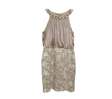 Jessica Howard Beaded Blouson Cocktail Dress Size 16 Gold