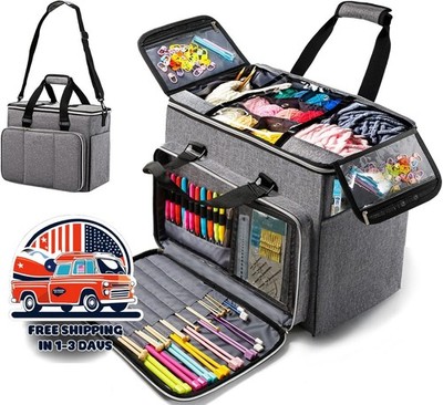 Organizador grande para guardar hilo, bolsas y bolsos de crochet, gris NUEVO US