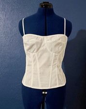 PrettyLittleThing White Corset Boned Bustier Cami Top UK 14 US 10 NWT