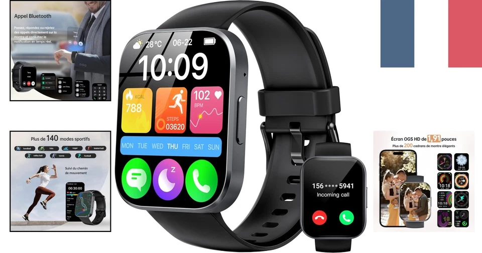 Montre Connectée OUKITEL Etanche , Tactile 1.91" - Appels et Notifications - Photo 2/4