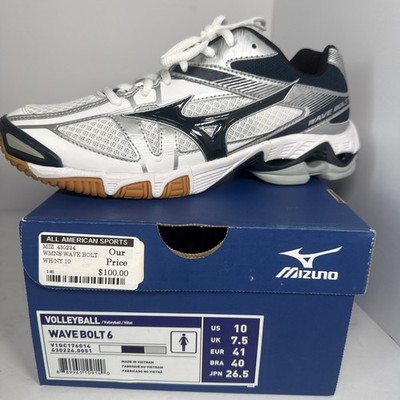 Mizuno WAVE BOLT 6 Women's NEW Volleyball Shoes White/Navy US Size 10 MEDIUM