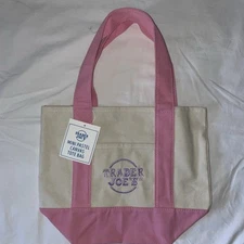 Trader Joe's Mini Canvas Tote Bag - Pastel Pink 2025 Limited Edition 