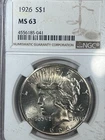 1926 P PEACE DOLLAR DOLLAR BEAUTIFUL NGC GRADED CH BU START .99