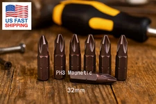 5PCS PH3 Magnetic Screwdriver Bits 5/16" Hex Shank 32mm S2 Steel Cross Tip