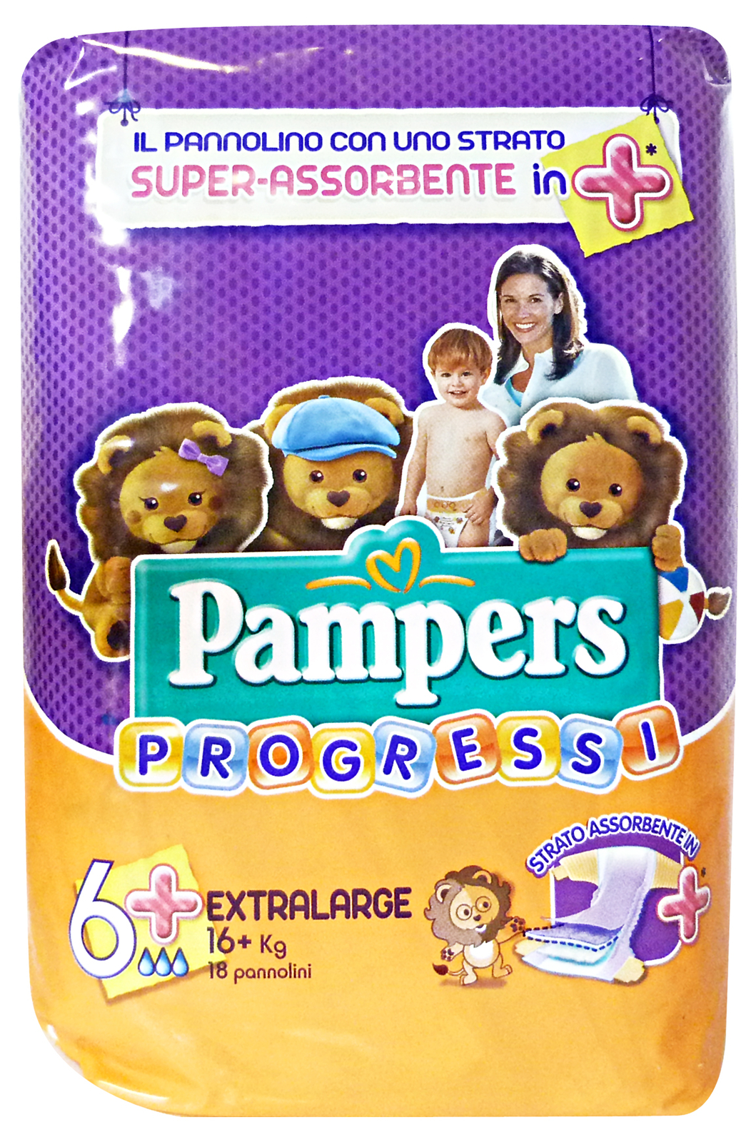 Pampers Progressi 6+ 16+ Kg. 18 Pezzi Pannolini Made In Italy