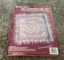 Victorian Rose Lace Net Darning 14in Ruffle Pillow Kit Sealed Vogart Crafts 2526