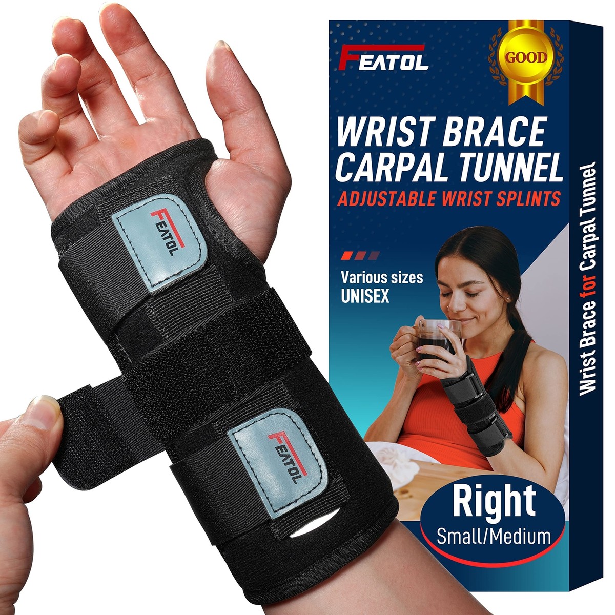 Offtrte Carpal Tunnel Splint, Night Sleep Wrist Brace Adjustable