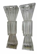 ROYAL GALLERY 1998 LEAD CRYSTAL CZECH CANDLEHOLDERS ~ TWO 8” DECO STYLE ~ NIB