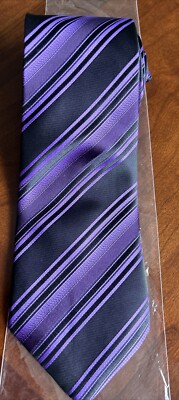 Purple and Black Y2K Hand Made 100% Silk Tie Pen See Vintage New Stunning!