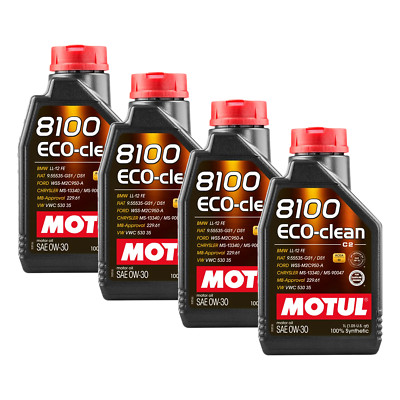 4 Liters Engine Oil Motul 8100 Eco-Clean 0W30 C2 BMW Fiat 100% Synthetic API SP