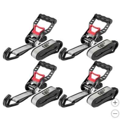 CAT Ratchet Tie Down Straps Set, 4-piece, 16 ft x 1-1/2 Inches Wide, J Hook, NEW