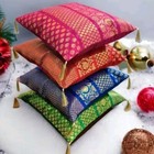 Indian Ethnic Decorations Silk Bohemian Cushion Cover Set of 4 Decorative Patchw — photo 2