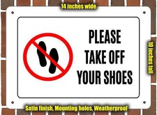 Metal Sign - Please Take Off Your Shoes