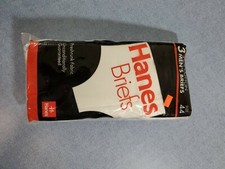 Vintage 1992 Hanes Men's White Cotton Briefs 3 pack Size 44 New Made in USA