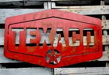 1963-1981 Red & Rusted Patina Texaco Gas Station Garage Sign Petroleum Art