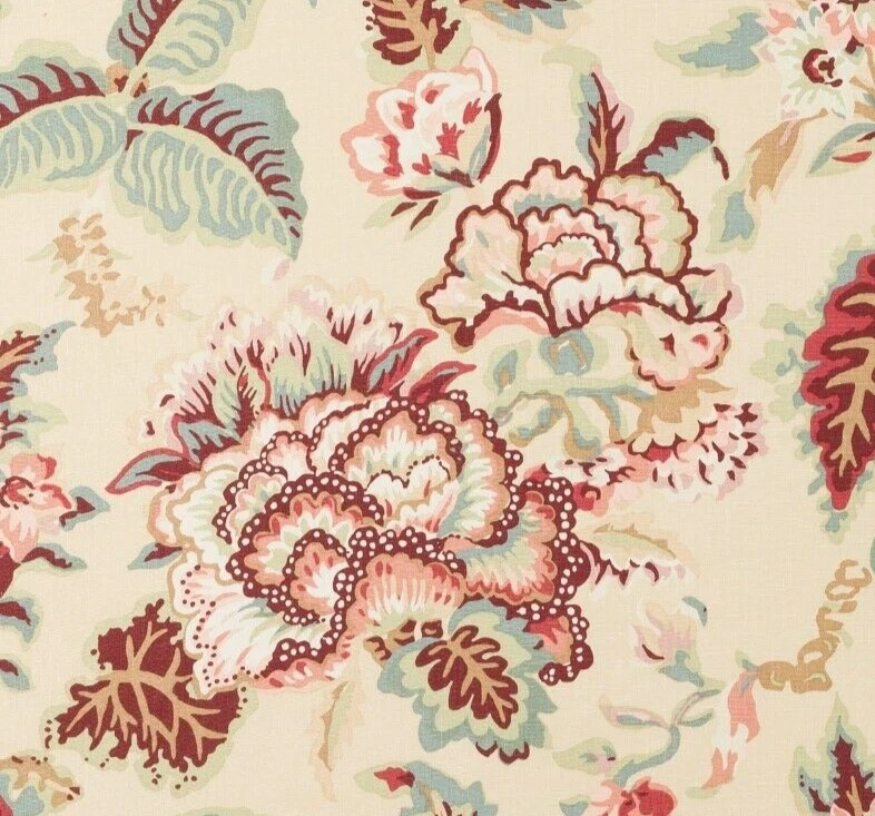 COWTAN & TOUT CURTAIN FABRIC DESIGN Palmerston 2.8 METRES CORAL/FERN 100% LINEN - Image 3 of 4