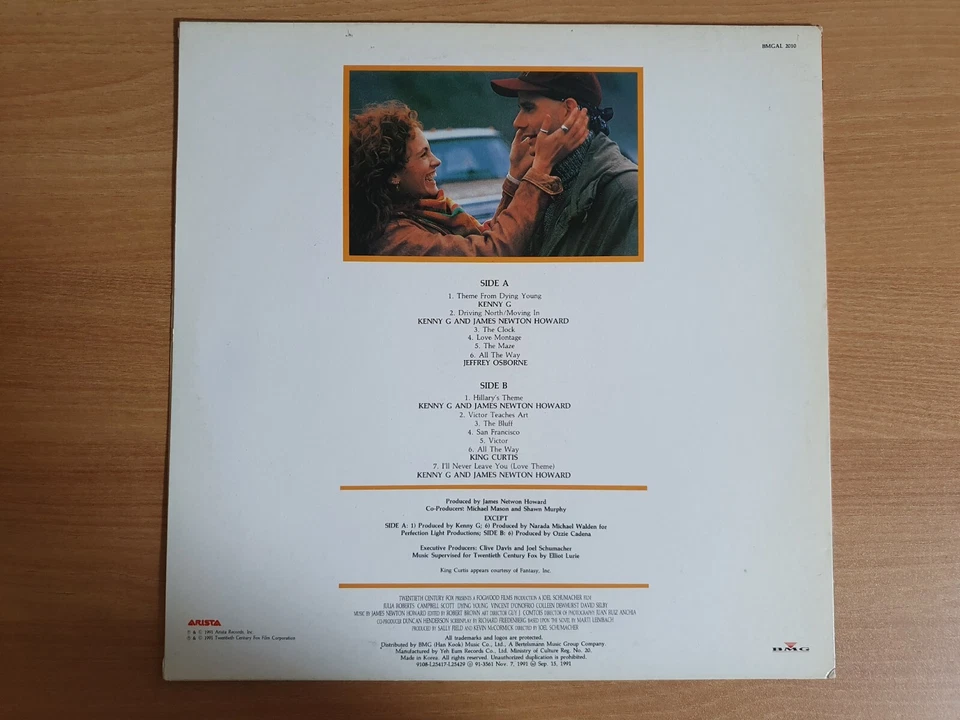 DYING YOUNG OST 1991 Korea Vinyl LP Kenny G,James Newton Howard Soundtrack - Image 3 of 4