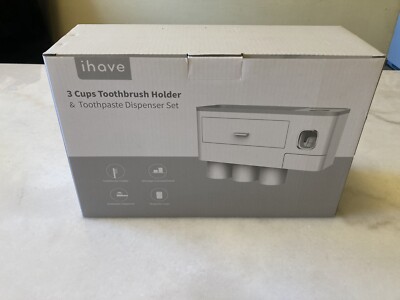 iHave Toothbrush Holders for Bathrooms, 3 Cups Toothbrush Holder Wall Mounted