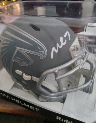 Michael Vick Signed Atlanta Falcons Slate Gray Speed Mini Helmet Beckett Witness