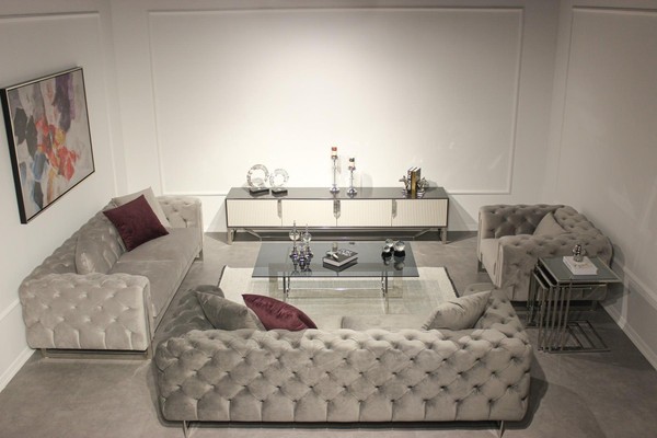 Wohnzimmer MöBel Set 6Tlg Sofagarnitur 2X Dreisitzer Modern Tv StäNder-image