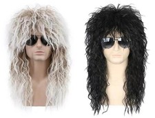 80s Dude Black Blonde Wig Singer Rock Star Costume Hair Band Heavy Metal Rocker