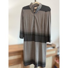 Etcetera Ombré Gradient 3/4 Sleeve Half Zip Knit Midi Dress Grey Women's Size 8