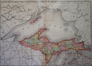 Antique Dated 1902 Map Lake Superior Upper Michigan by Rand McNally