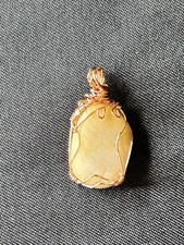 Wire Wrapped Yellow And Pink Stone Pendant Necklace Cooper Wire Wrapped