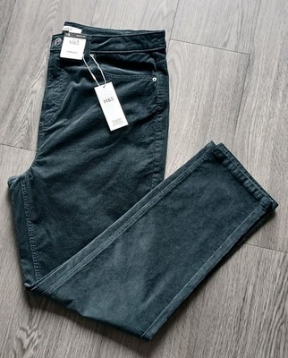 M&S Women/Ladies Dark Green Corduroy Modal Straight Trouser Size Uk 18 BNWT 