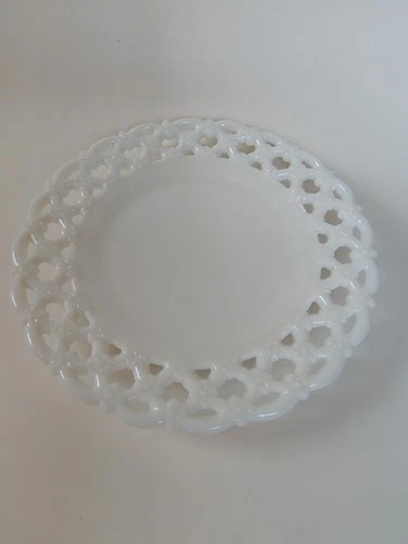 Vintage Westmoreland Milk Glass Forget Me Not - Open Lace Plate 8.5"