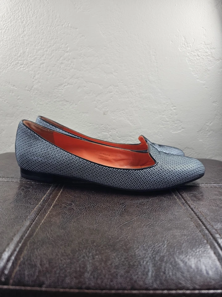 Mocasines planos de ballet Via Spiga de cuero dinero antiguo silenciosos de lujo negros blancos talla 7M Foto 2 de 4