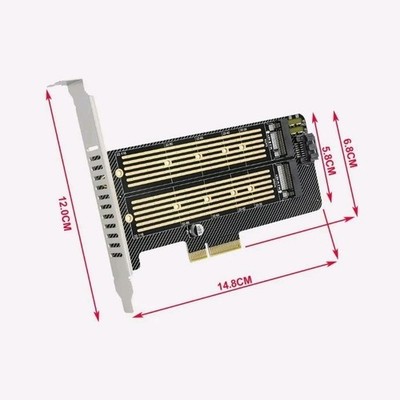 M.2 NGFF SATA Dual SSD Adapter Card PCI Express x16 x8 x4 NVMe 2 Ports