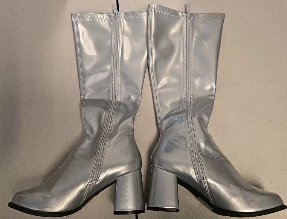 Ellie GoGo Silver Heeled Boots Sparkly, Retro, Space, Costume Size 8 - Image 2 of 4