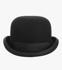 GEMVIE Black Derby Hat 100 Wool Theater Quality Bowler 7 5/8