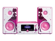 Lenco MC-020 Mini Home Audio System Pink White 10W FM PLL Blue MC-020P
