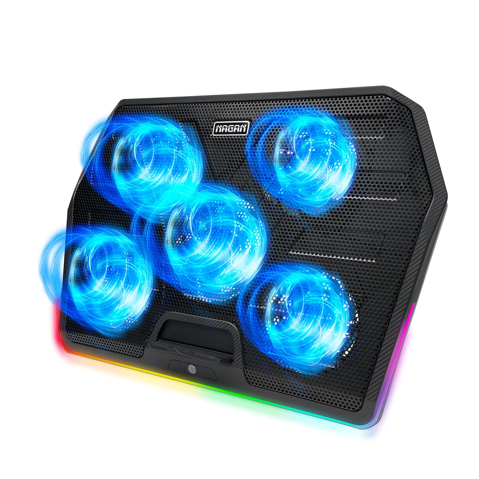 Laptop Cooling Pad with 5 Fans, Metal Mesh RGB Gaming Laptop Cooler with Dual...