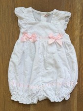 Vintage Baby Girl EUC 24 Months White Lace Bows Ruffle One-Piece Romper