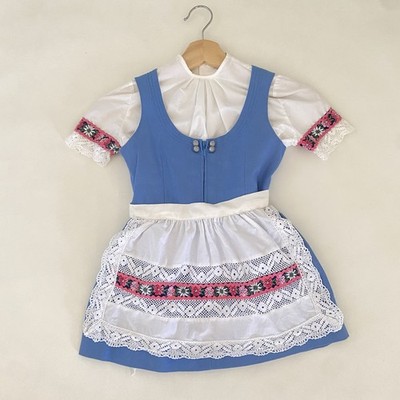 VTG Wiener Werkstatte Sz 2 3 4 Dirndl Dress 116 Embroidered Apron Top c.1930