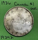 1936 Canada 🇨🇦 Silver $1 Dollar George V Uncirculated Canadian