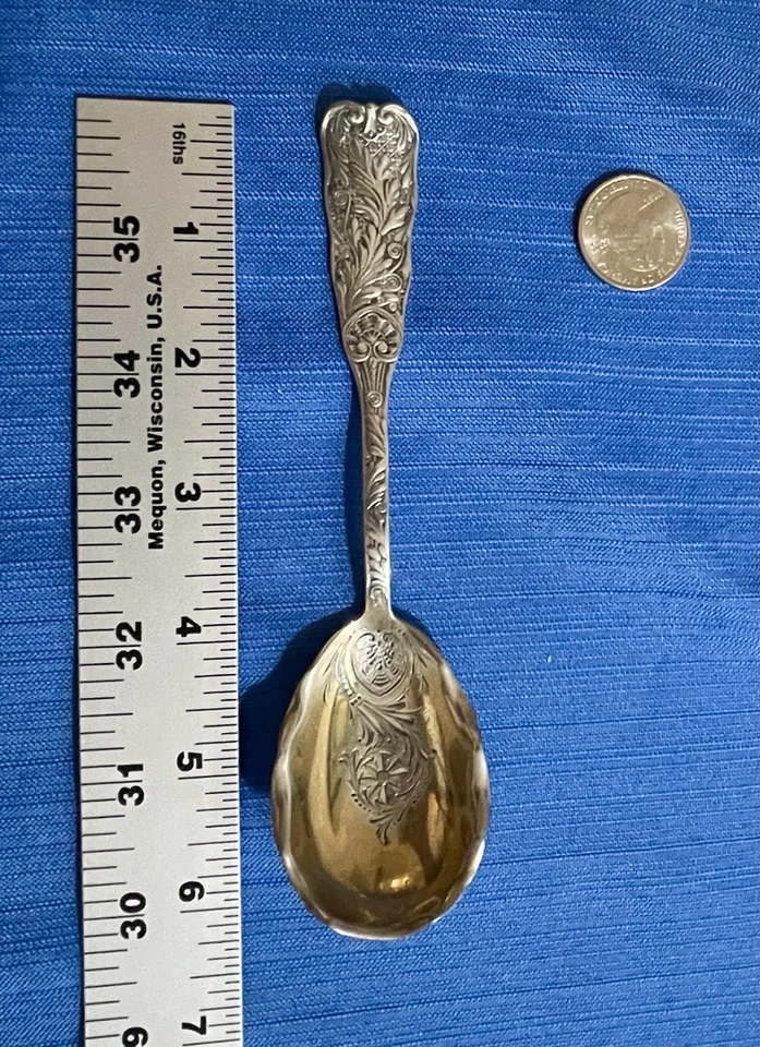 Gorham St. Cloud Sterling Silver Sugar Spoon - Gold Wash Antique 1885 By Gorham - Image 3 of 4