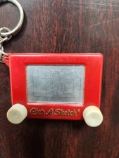 Vintage 1994 Basic Fun Etch A Sketch Miniature Keychain Tested/Works