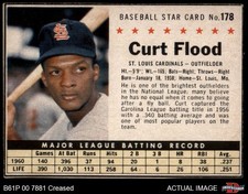 1961 Post Cereal #178 Curt Flood  Hand Cut Cardinals SHORT-PRINT 3 - VG