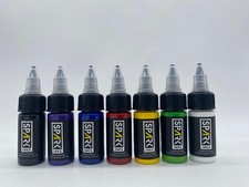 Spark Tattoo Ink Multi-Colour Set - 15 ml Bottles 7 x 15ml  New 