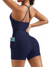 2 Piece Workout Sets for Women Padded Sports Bra Tank Booty Gym Shorts with P...