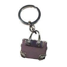 Coach Purple Metal purse Keychain Silver Tone Solid Metal