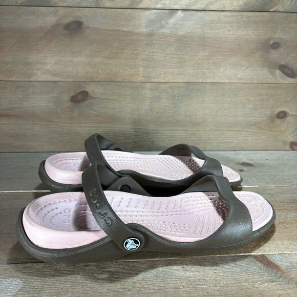 crocs cleo womens size 10 shoes brown slip on comfort sandals - Image 2 of 4