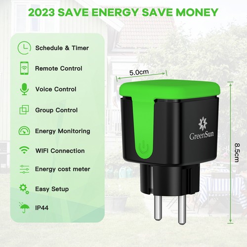 GREENSUN WLAN Steckdose Wasserdicht Gartensteckdose Vesync Alexa Google Ourdoor - Bild 8 von 10