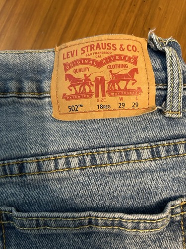 Levis 502 jeans Boys Sz. 18 Reg 29x29 distressed Camouflage repair patch EUC - Picture 18 of 21